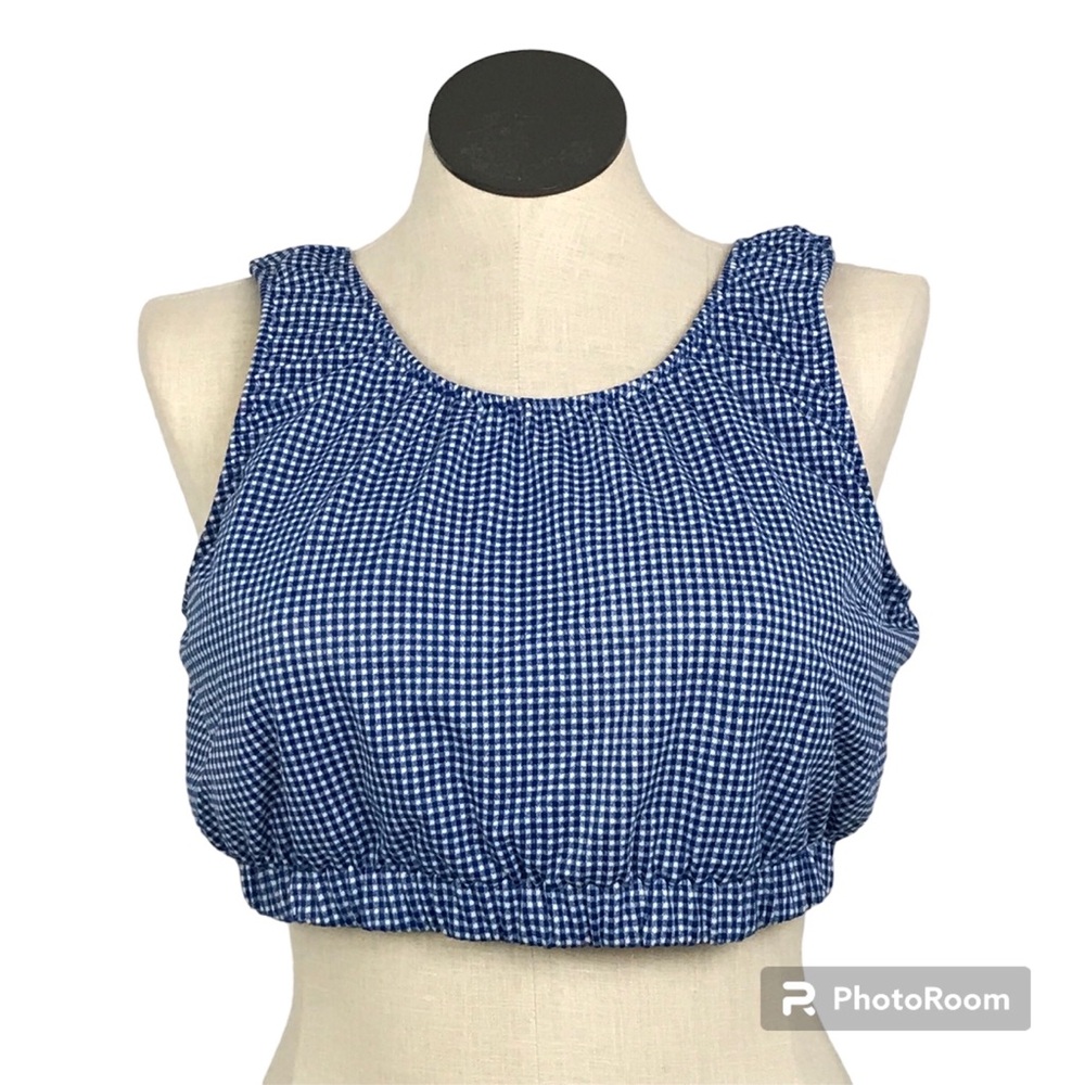 Love You Peaches Square Neck bikini Top Women’s Size L Color Blue Pullover.